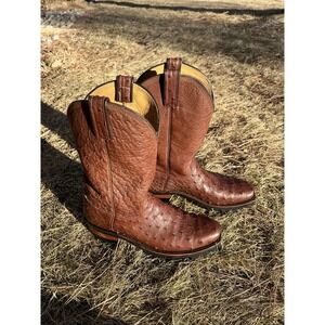 Tony MURGA Custom Ostrich Cowboy Boots Lug Sole Brown Women's Size 8/8.5 Bespoke